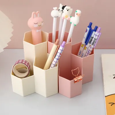 Multifunctional Square Plastic Desk Makeup Pencil Holder (1 pc)